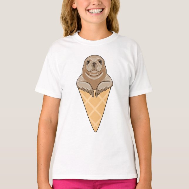 Seal with Ice cream cone T-Shirt (Front)