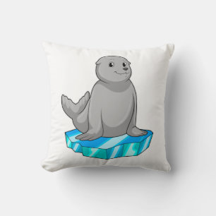 Seal with Ice floe Throw Pillow