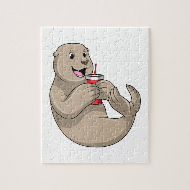 Seal with Mug with Straw Jigsaw Puzzle (Vertical)