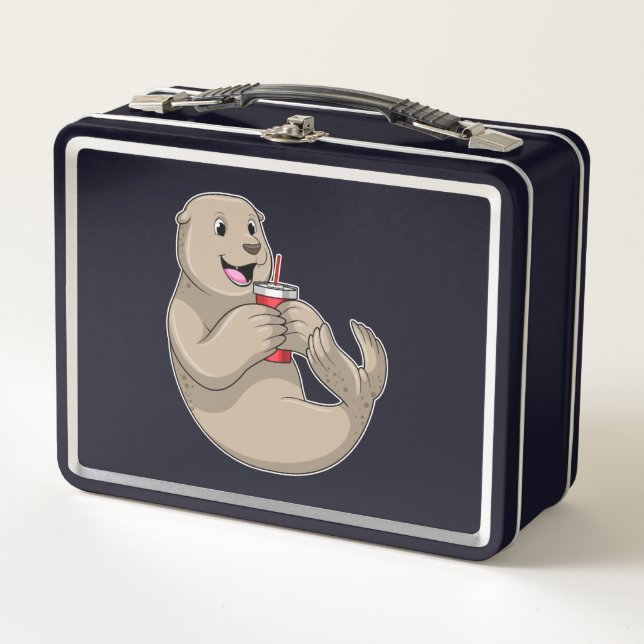 Seal with Mug with Straw Metal Lunch Box (Front)