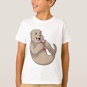 Seal with Mug with Straw T-Shirt