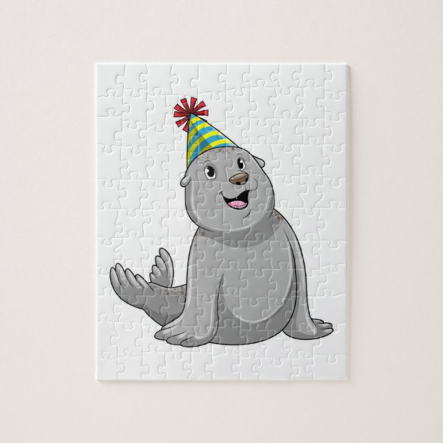 Seal with Party hat Party Jigsaw Puzzle (Vertical)