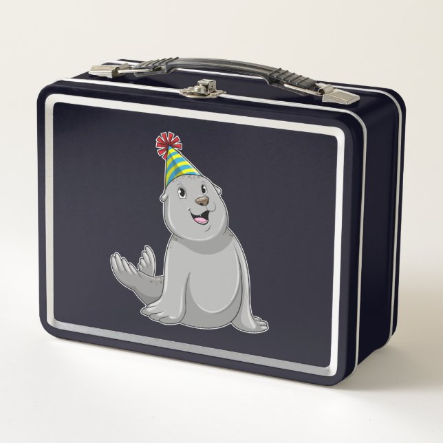 Seal with Party hat Party Metal Lunch Box (Front)
