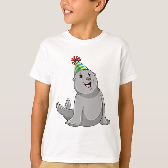 Seal with Party hat Party T-Shirt (Front)