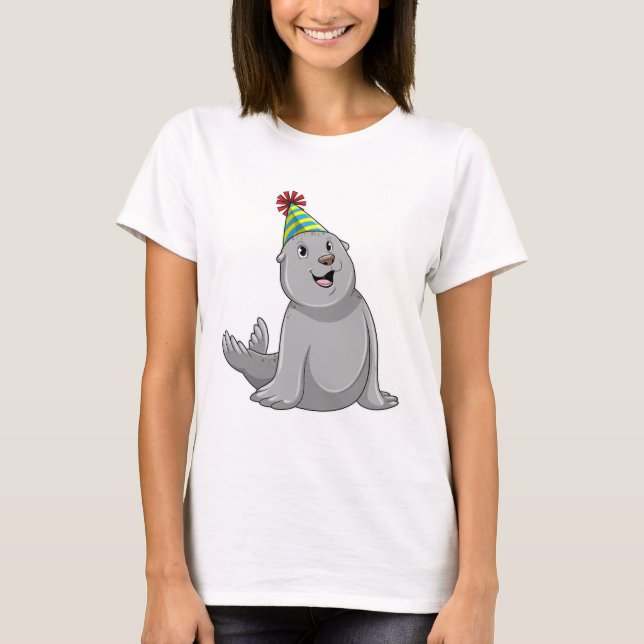 Seal with Party hat Party T-Shirt (Front)