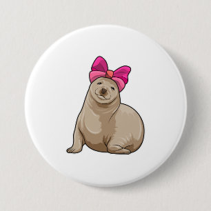 Seal with Ribbon 3 Inch Round Button