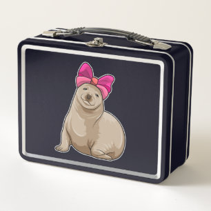 Seal with Ribbon Metal Lunch Box