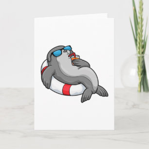 Seal with Swim ring & Drink Card