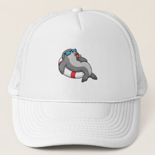 Seal with Swim ring & Drink Trucker Hat