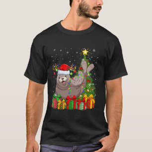Seal Xmas Tree Lighting Santa Hat Seal Christmas T-Shirt