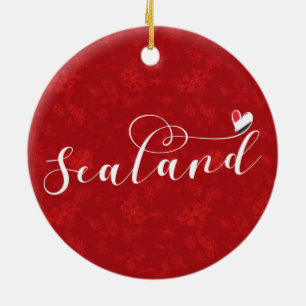 Sealand Flag In Heart, Principality of Sealand Ceramic Ornament