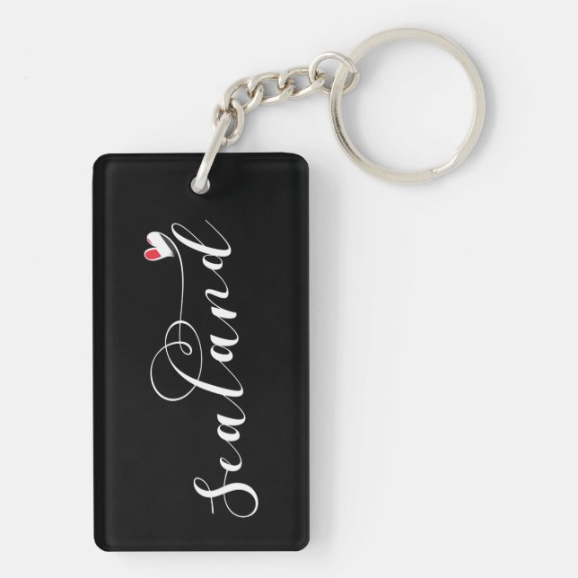 Sealand Flag In Heart, Principality of Sealand Keychain (Back)