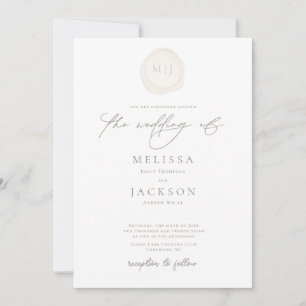 Sealed Initials Minimal Cream Wedding Invitation