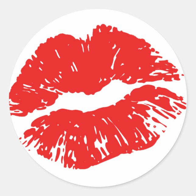Sealed With A Kiss Bright Red Lip Print Sticker (Front)