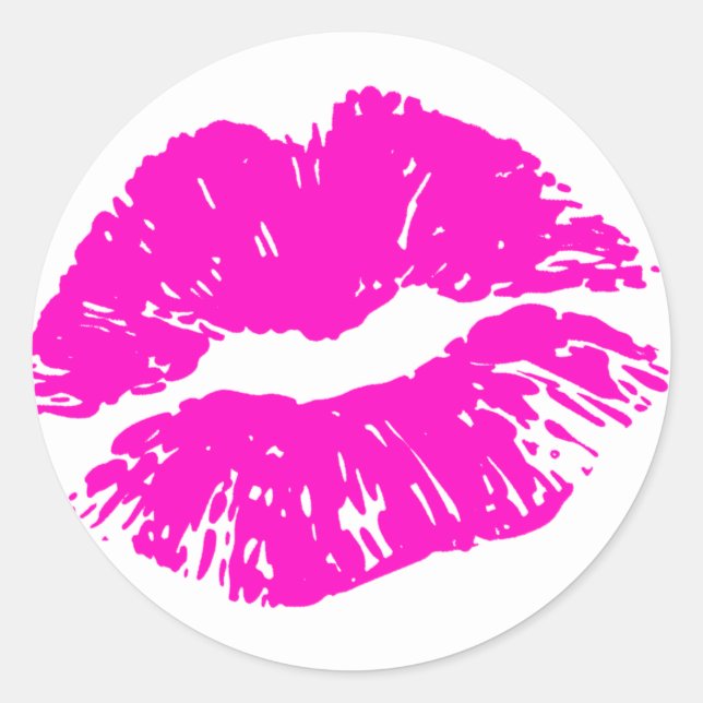 Sealed With A Kiss Hot Pink Lip Print Sticker (Front)