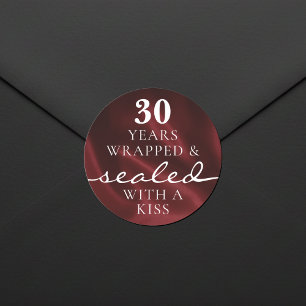 Sealed with a Kiss Red 30th Birthday Anniversary Classic Round Sticker