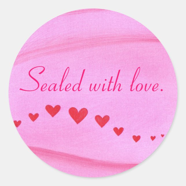 Sealed with love Wave of Red Hearts Stickers (Front)