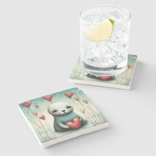 Sealion Love 1 Stone Coaster