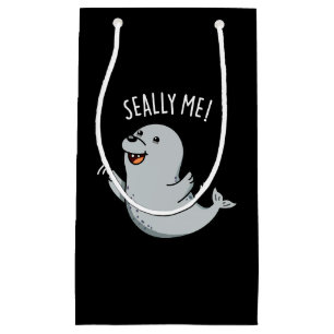 Seally Me Funny Seal Pun Dark BG Small Gift Bag