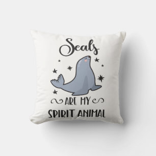 Seals Are My Spirit Animal Cute Seal Lover Throw Pillow