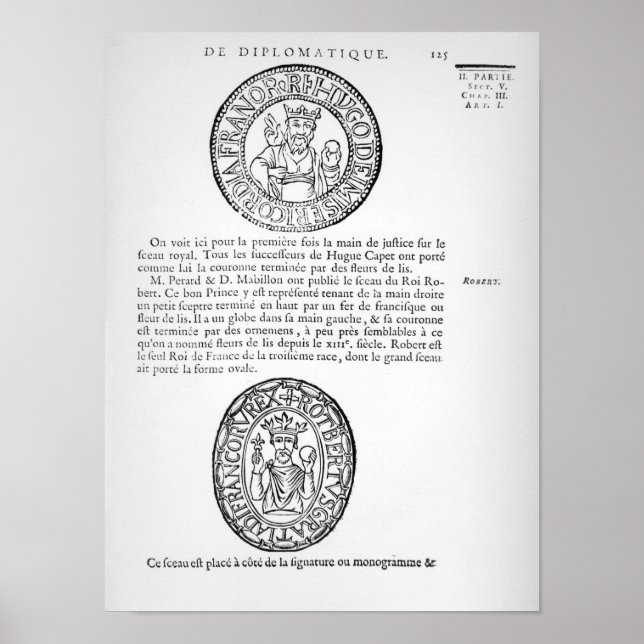 Seals of Hugues Capet  and Robert II  the Pious Poster (Front)
