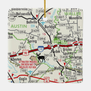 Sealy TX Road Map Ceramic Ornament