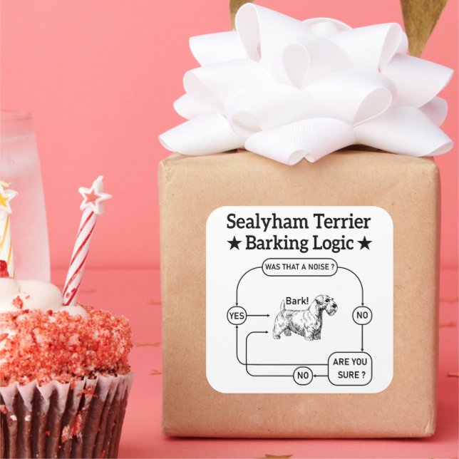 Sealyham Terrier Barking Logic Funny Dog Sarcastic Square Sticker (Party)