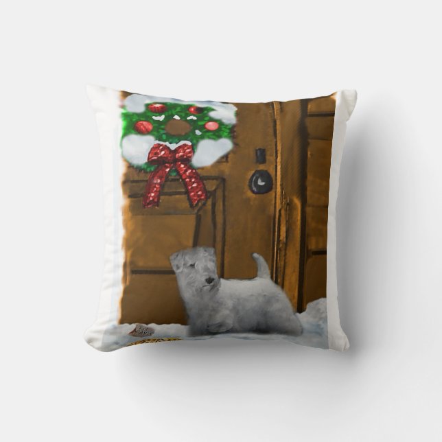 Sealyham Terrier Christmas Throw Pillow (Front)