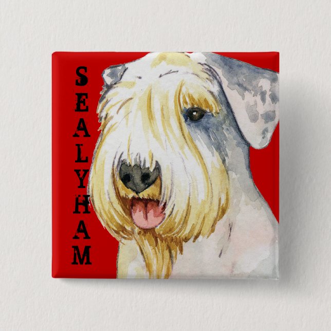 Sealyham Terrier Colour Block 2 Inch Square Button (Front)