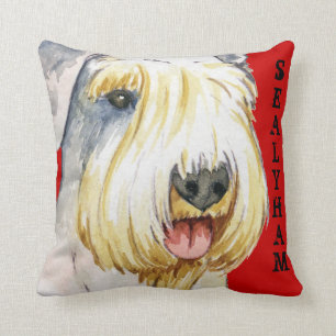 Sealyham Terrier Colour Block Throw Pillow