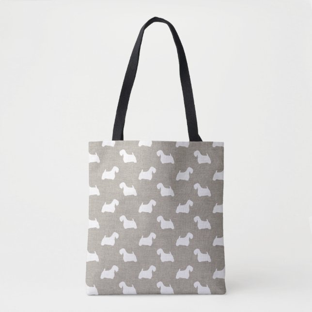 Sealyham Terrier Dog Breed Silhouettes Pattern Tote Bag (Front)