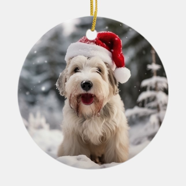 Sealyham Terrier Dog Christmas Keepsake Ceramic Ornament (Front)