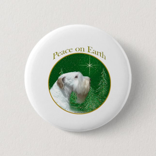 Sealyham Terrier Peace on Earth 2 Inch Round Button (Front)