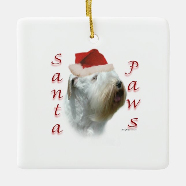 Sealyham Terrier Santa Paws Ceramic Ornament (Front)