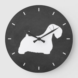 Sealyham Terrier Silhouette Large Clock