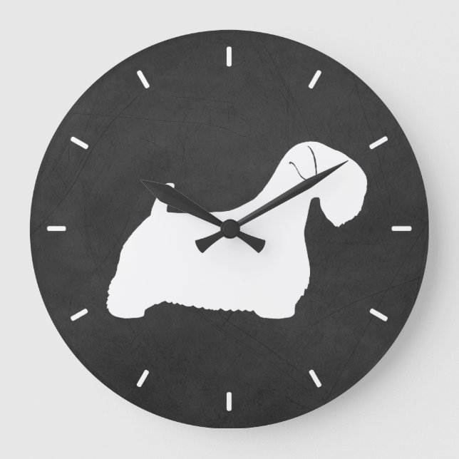 Sealyham Terrier Silhouette Large Clock (Front)