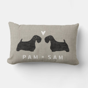 Sealyham Terrier Silhouettes Love - Personalize Lumbar Pillow