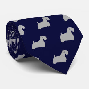 Sealyham Terrier Silhouettes Pattern Blue Tie