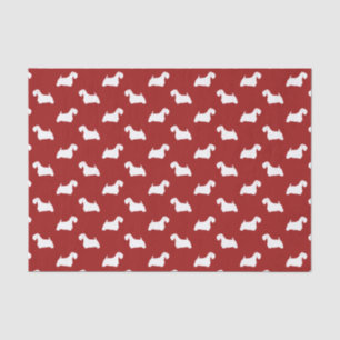 Sealyham Terrier Silhouettes Pattern Red Tissue Paper