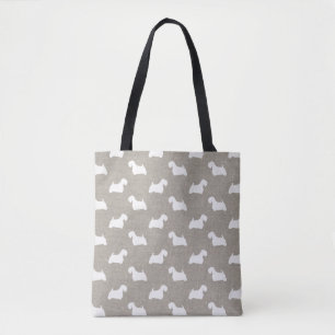 Sealyham Terrier Silhouettes Pattern Tote Bag