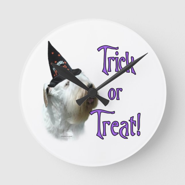 Sealyham Terrier Trick or Treat Round Clock (Front)