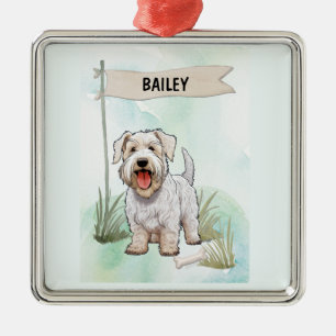 Sealyham Terrier Watercolor Personalized Dog Metal Ornament