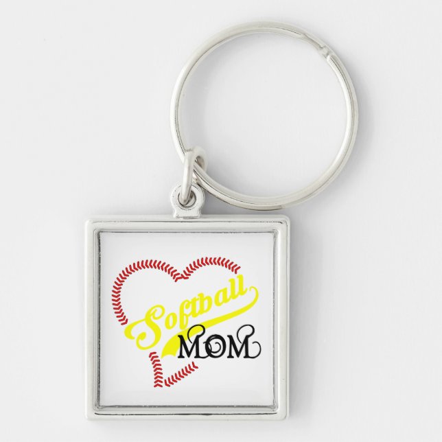Seam Stitch Heart Softball Mom Seams Bal Key Chain (Front)
