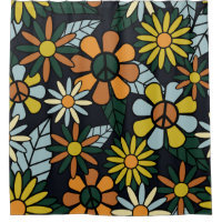 Seamless 70's retro hippie flowers pattern - Vinta