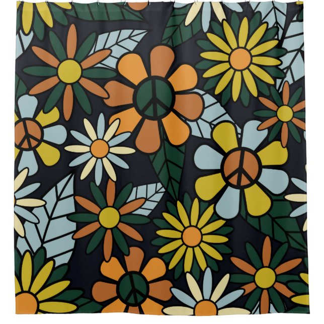 Seamless 70's retro hippie flowers pattern - Vinta (Front)