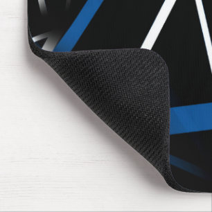 Seamless Abstract Blue and White Lines On Black B Mouse Pad