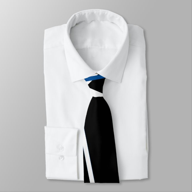 Seamless Abstract  Blue and White Lines On Black B Tie (Tied)