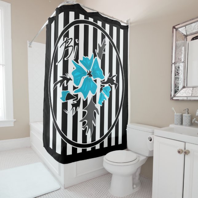 Seamless abstract blue flowers floral white black (In Situ)