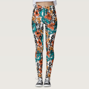 Seamless abstract bright cartoon cute flowers flor leggings
