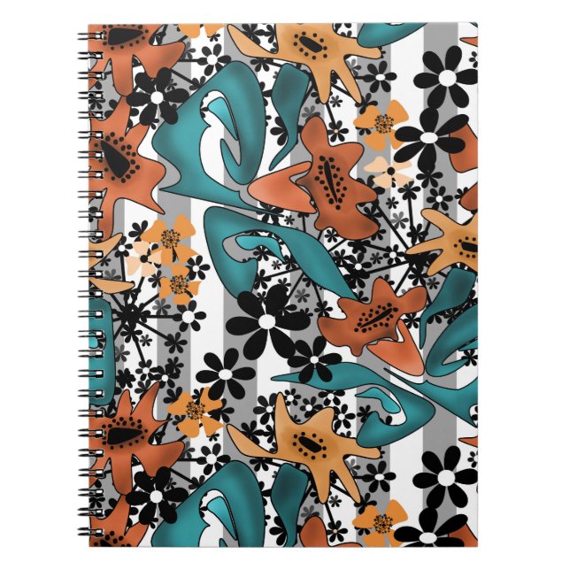 Seamless abstract bright cartoon cute flowers flor notebook (Front)